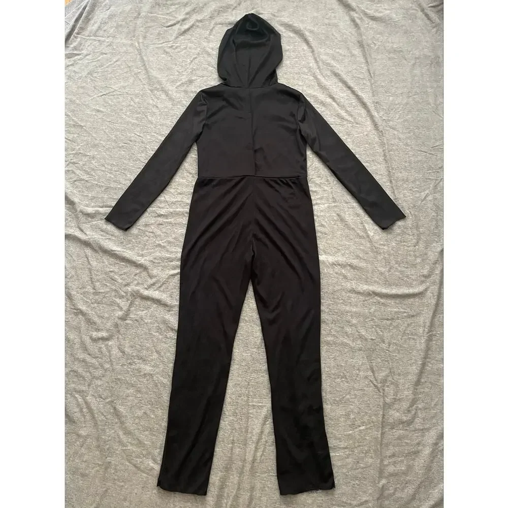 New Skeleton Kids Size M/8-10 Yrs Glow in the Dark Black Halloween Costume